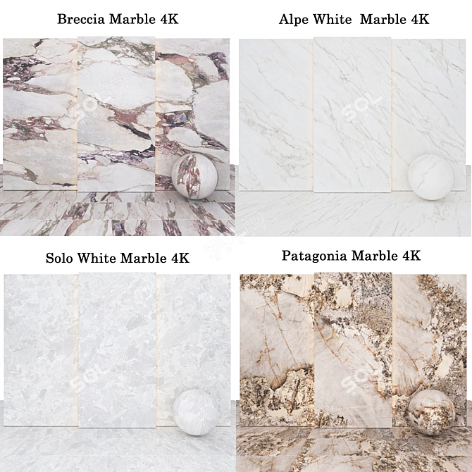 Marble 112 Collection - Alpe, Solo, Patagonia, Breccia 3D model image 2