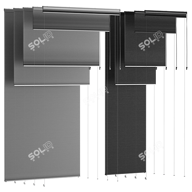 Bandalux Fabric Pleated Blind Set 3D model image 3