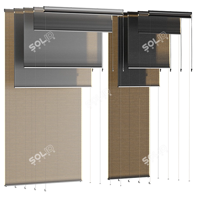 Bandalux Fabric Pleated Blind Set 3D model image 4