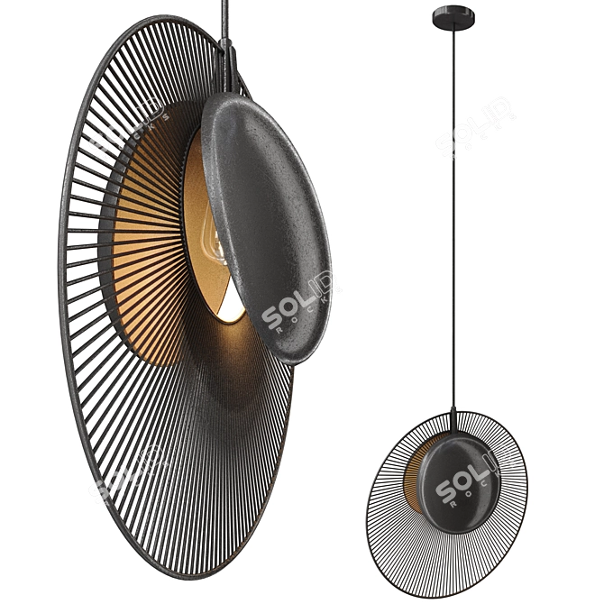 Sleek Magdalena Black Pendant Lamp 3D model image 5