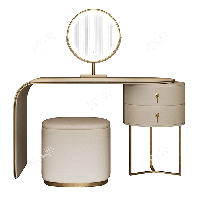 Elegant Round Vanity Table 3D model image 1