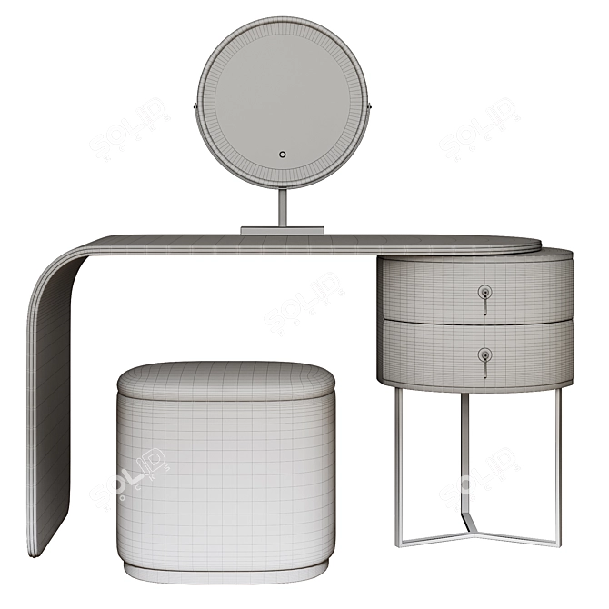 Elegant Round Vanity Table 3D model image 2