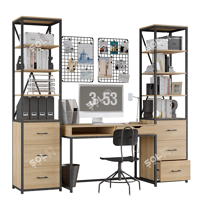 Modern Loft Office Set 3D model image 1