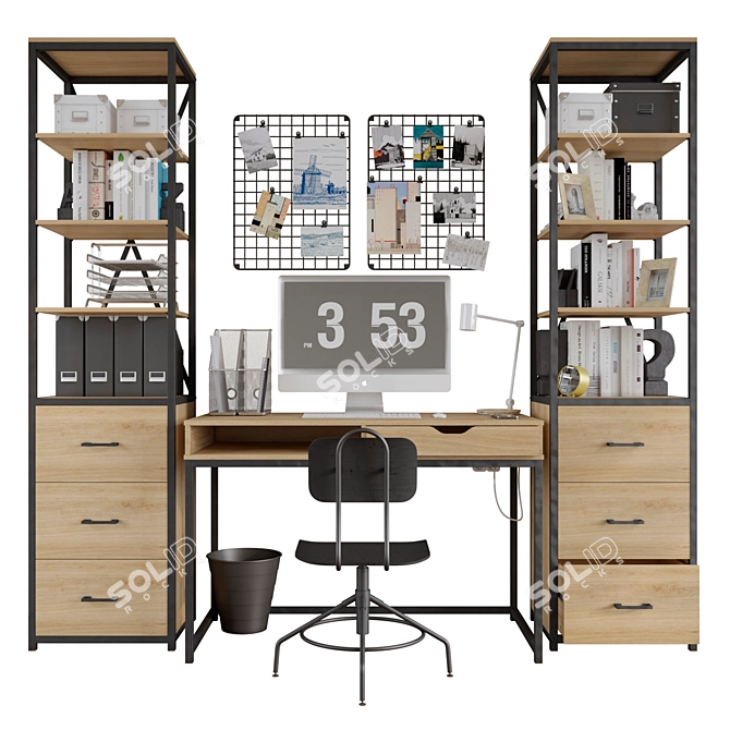 Modern Loft Office Set 3D model image 2