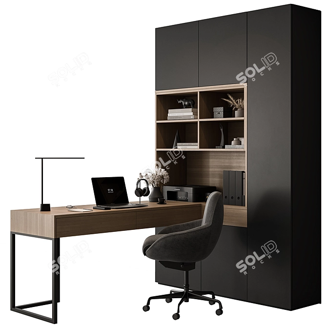  Modern Office Desk Set 3D model image 1