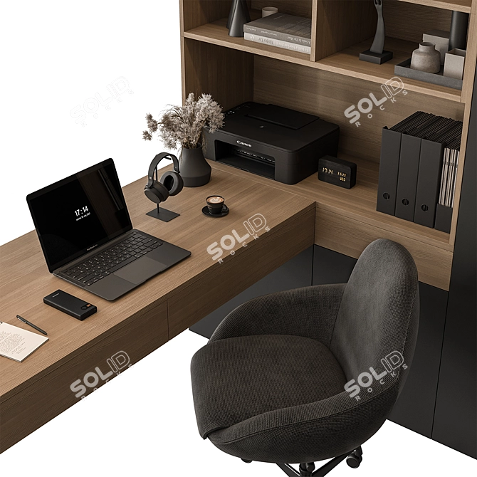  Modern Office Desk Set 3D model image 3