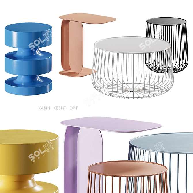 Scandinavian Coffee Tables Set 3D model image 1