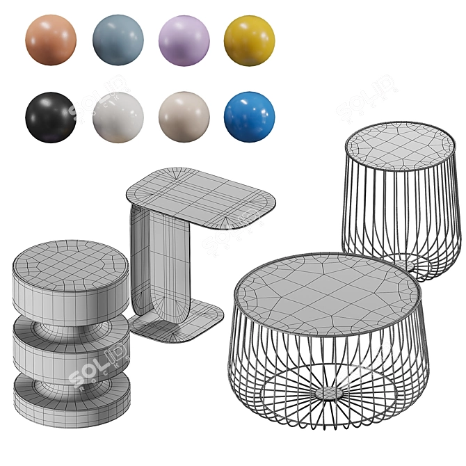 Scandinavian Coffee Tables Set 3D model image 3