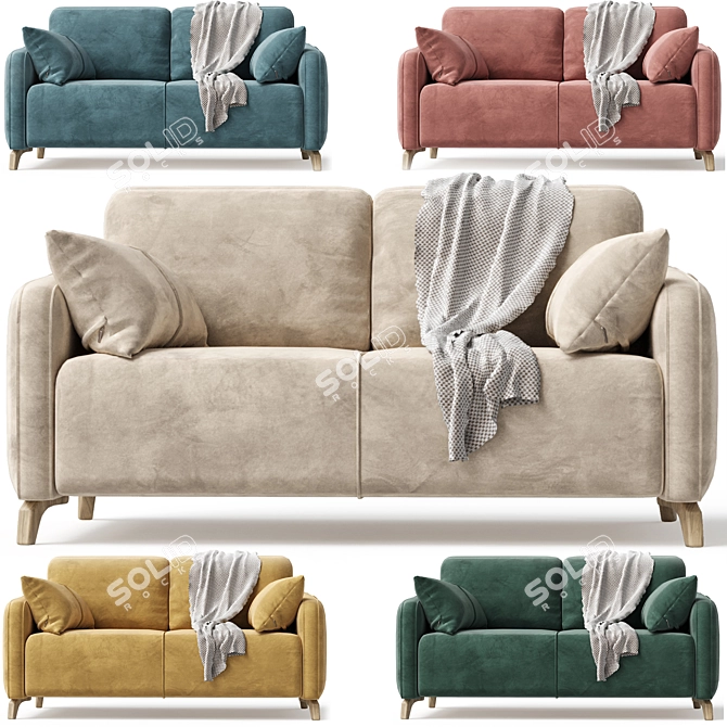 Versatile Leri Mini Velvet Sofa 3D model image 3