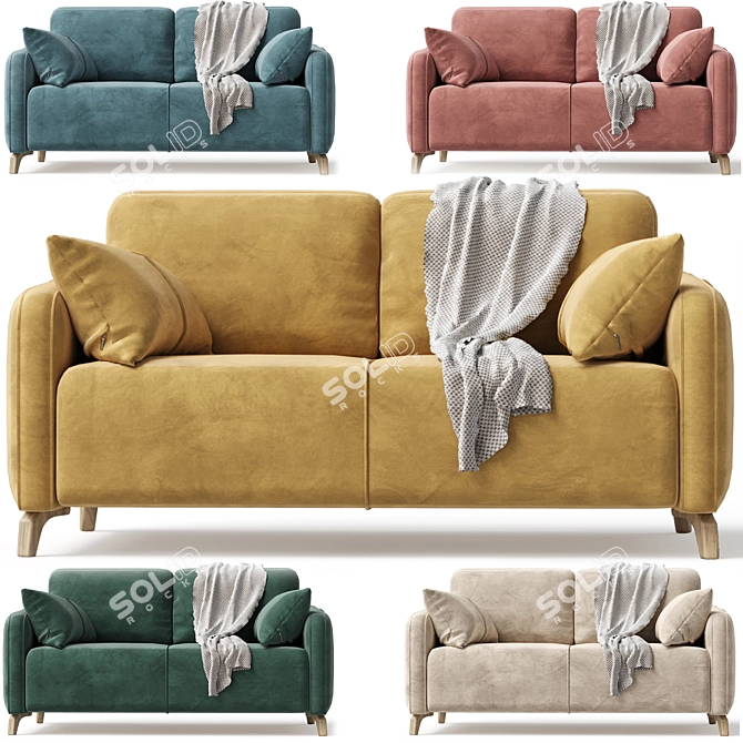 Versatile Leri Mini Velvet Sofa 3D model image 4