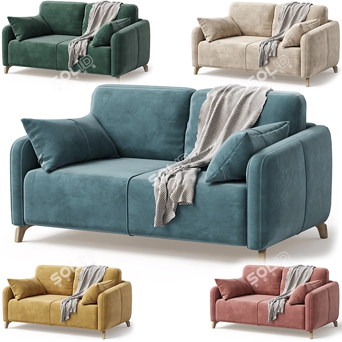 Versatile Leri Mini Velvet Sofa 3D model image 5