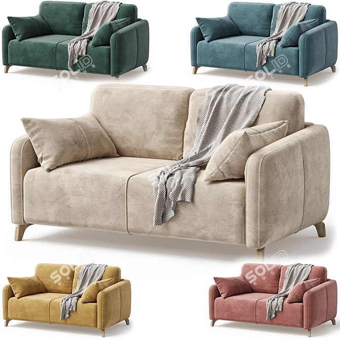 Versatile Leri Mini Velvet Sofa 3D model image 6