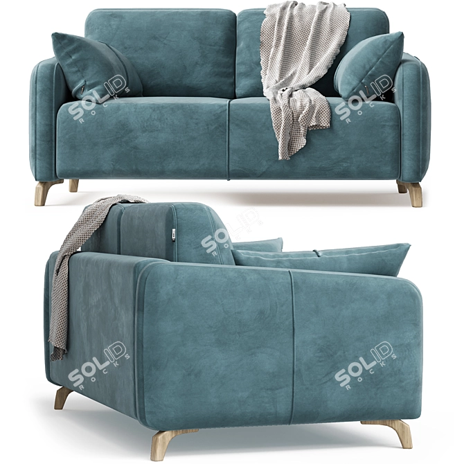 Versatile Leri Mini Velvet Sofa 3D model image 7