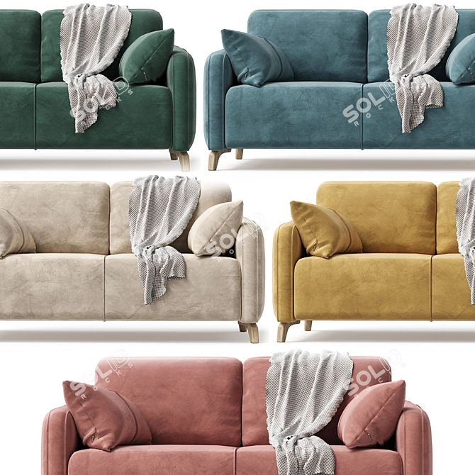 Versatile Leri Mini Velvet Sofa 3D model image 1