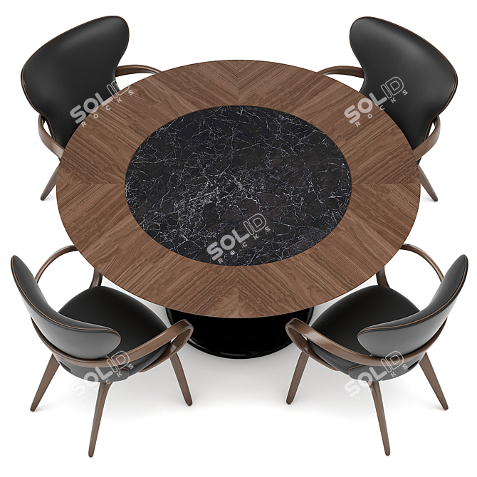 Apriori Dining Set in Nero Greco 3D model image 2