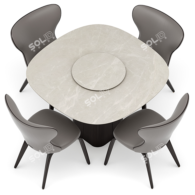 Elegance Dining Set with Apriori M Chairs 3D model image 2