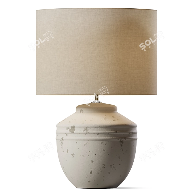 Distressed White Table Lamp 3D model image 1