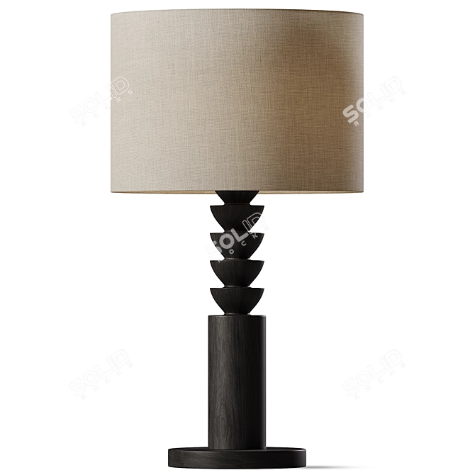 Modern Wood Lathe Table Lamp 3D model image 2