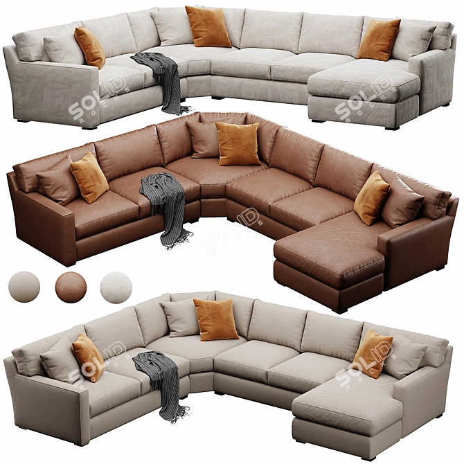 Versatile Crate&Barrel Axis Sofa 3D model image 1