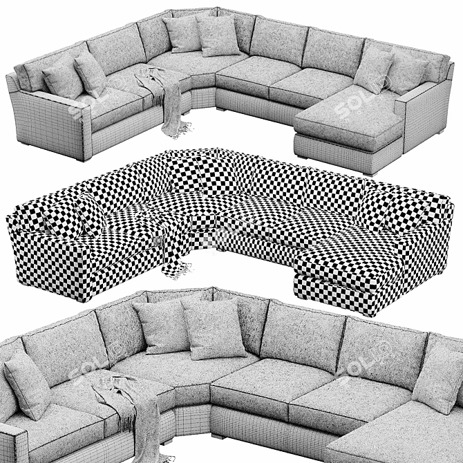 Versatile Crate&Barrel Axis Sofa 3D model image 5