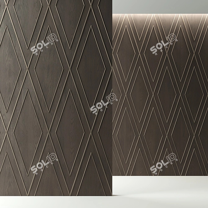 Handcrafted Oak Wall Panels 3D model image 2