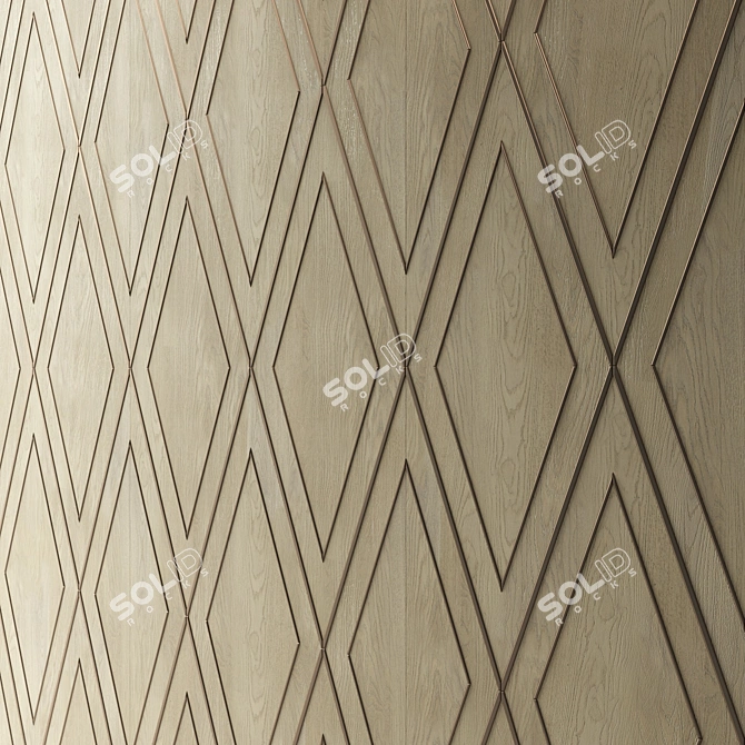 Handcrafted Oak Wall Panels 3D model image 3