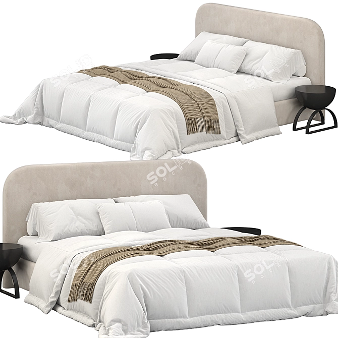 Modern Bed Keviya with UV Mapping 3D model image 1