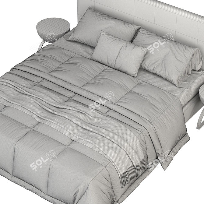 Modern Bed Keviya with UV Mapping 3D model image 4