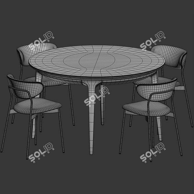 Elegant Marble Dining Set 3D model image 3