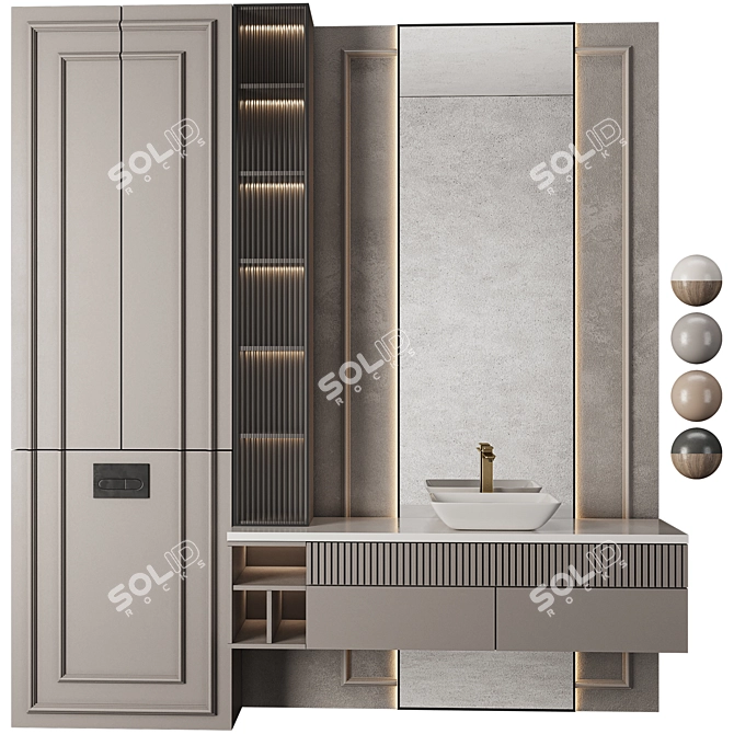  Modern Bathroom Furniture Set 3D model image 2