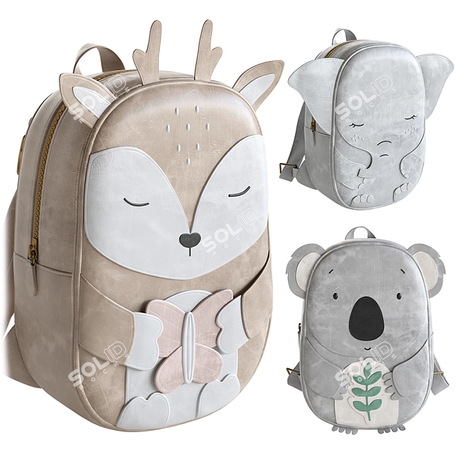 Children's Animal Backpack Set 3D model image 6