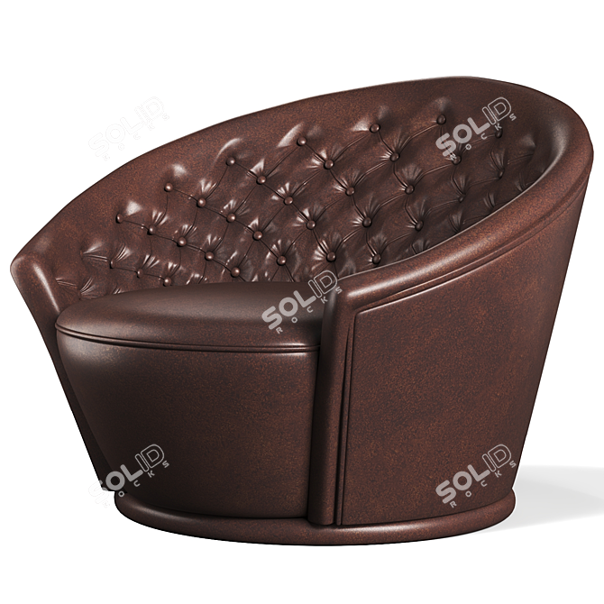 Elegant Brown Leather Sofa Chair 3D model image 2