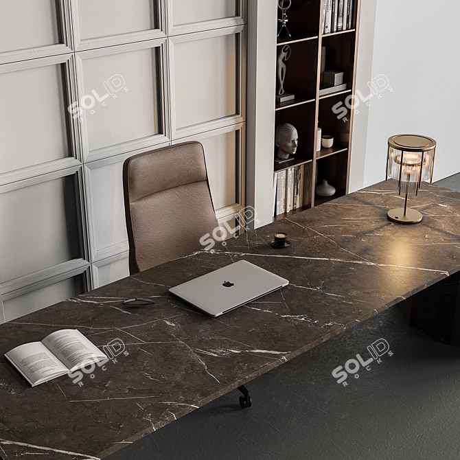 Executive Office Desk - Modern Design 3D model image 2