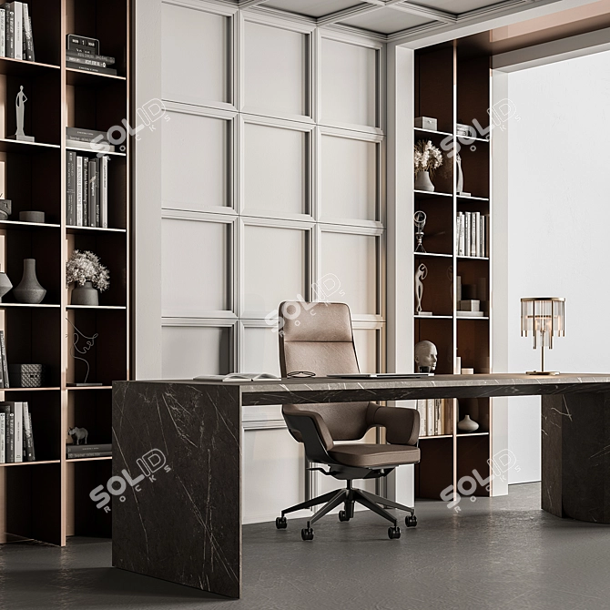 Executive Office Desk - Modern Design 3D model image 3