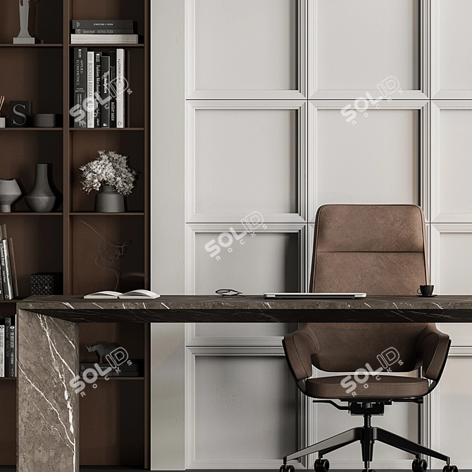 Executive Office Desk - Modern Design 3D model image 4