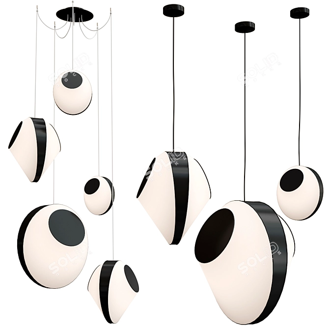 Elegant LED Fabric Pendant Lamps 3D model image 1