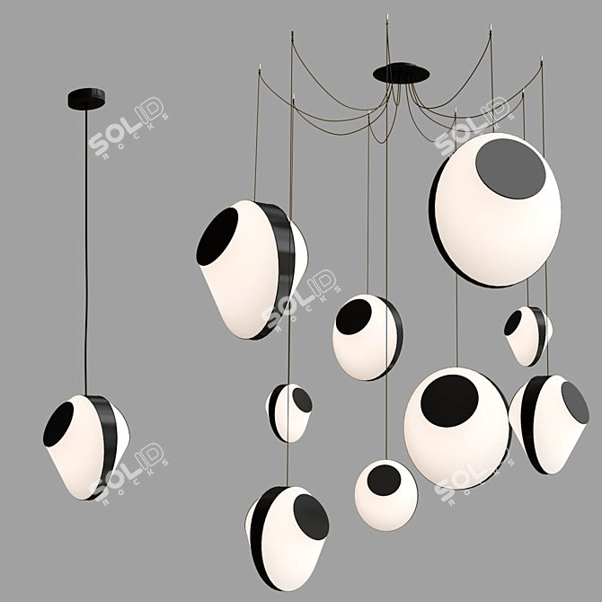 Elegant LED Fabric Pendant Lamps 3D model image 2