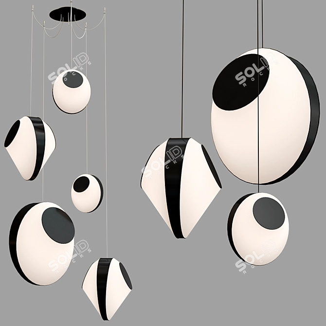 Elegant LED Fabric Pendant Lamps 3D model image 3