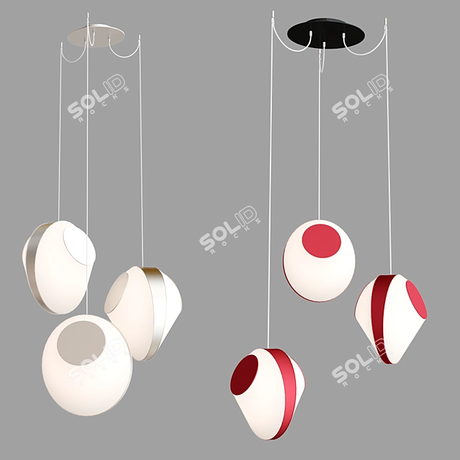 Elegant LED Fabric Pendant Lamps 3D model image 4