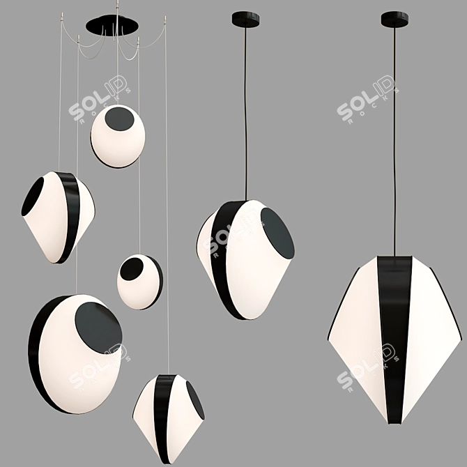 Elegant LED Fabric Pendant Lamps 3D model image 5