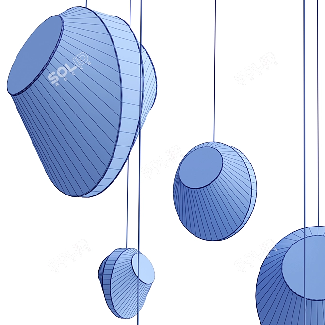 Elegant LED Fabric Pendant Lamps 3D model image 6