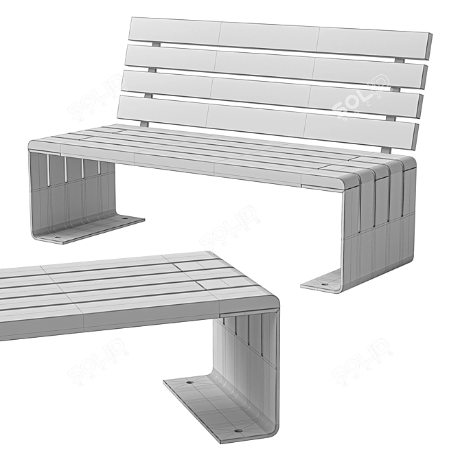 Urban Bench 3D Model Kit 3D model image 3