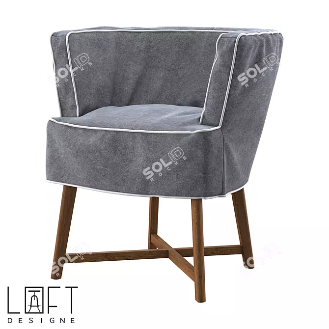 Modern Wooden Fabric Loft Chair 3D model image 1