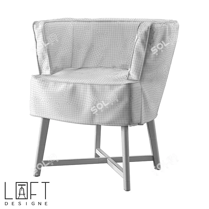 Modern Wooden Fabric Loft Chair 3D model image 2