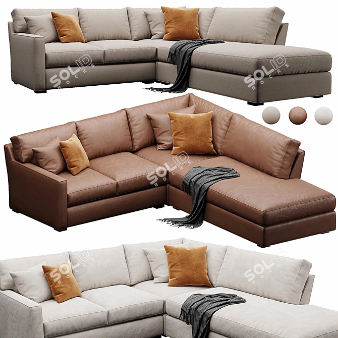 Versatile Axis Sofa, Customizable Velvet/Leather 3D model image 1