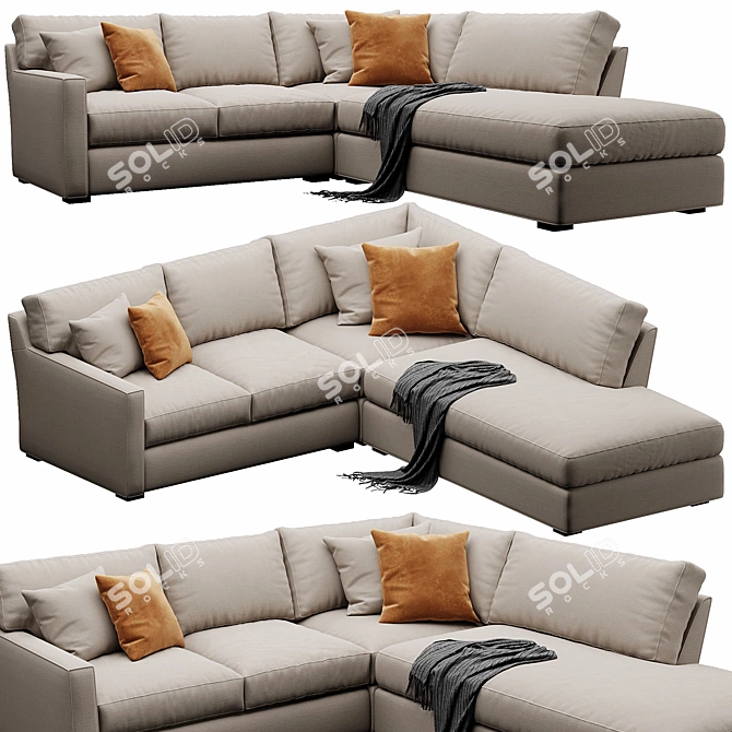 Versatile Axis Sofa, Customizable Velvet/Leather 3D model image 2