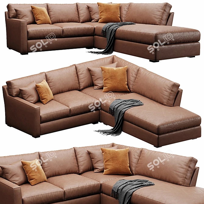 Versatile Axis Sofa, Customizable Velvet/Leather 3D model image 3