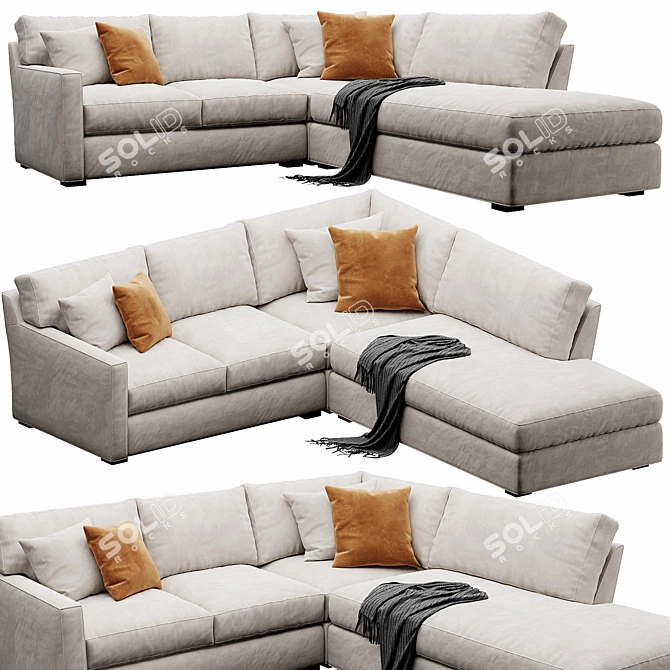 Versatile Axis Sofa, Customizable Velvet/Leather 3D model image 4