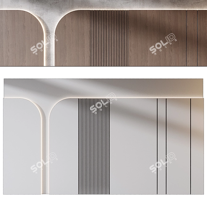 Concrete Wood Wall Panels Set 3D model image 1