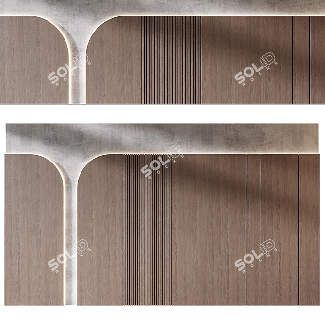 Concrete Wood Wall Panels Set 3D model image 2